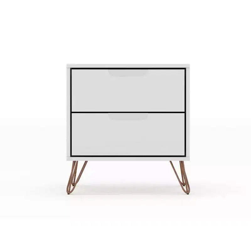 Set of 2 Rockefeller 2 Drawer Nightstands - Manhattan Comfort