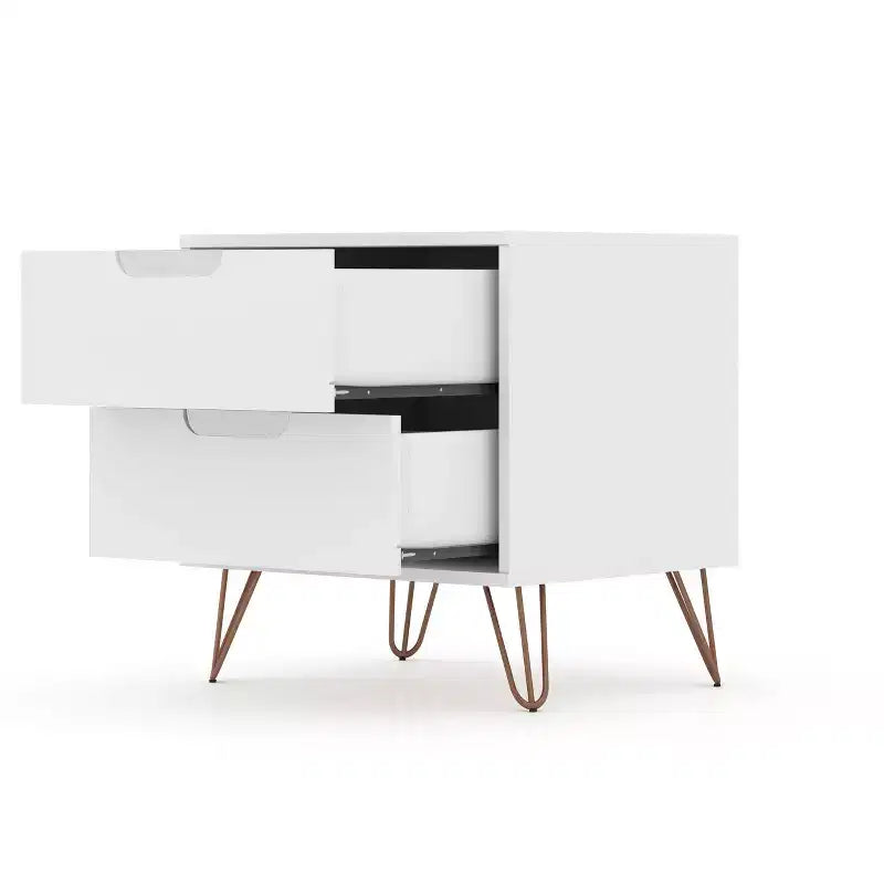 Set of 2 Rockefeller 2 Drawer Nightstands - Manhattan Comfort