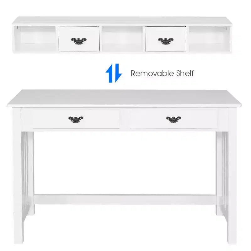 Costway Writing Desk Mission White Home Office Computer Desk 4 Drawer