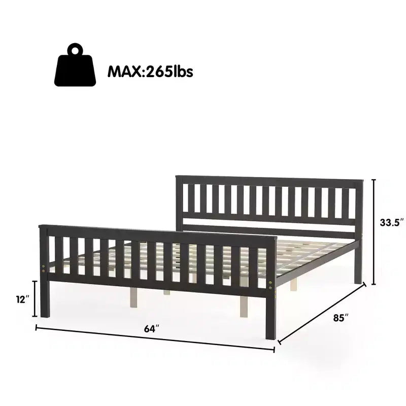 Costway Queen Wood Platform Bed with Headboard and Footboard Mattress Foundation