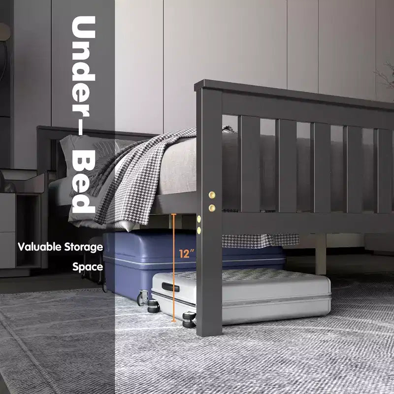 Costway Queen Wood Platform Bed with Headboard and Footboard Mattress Foundation