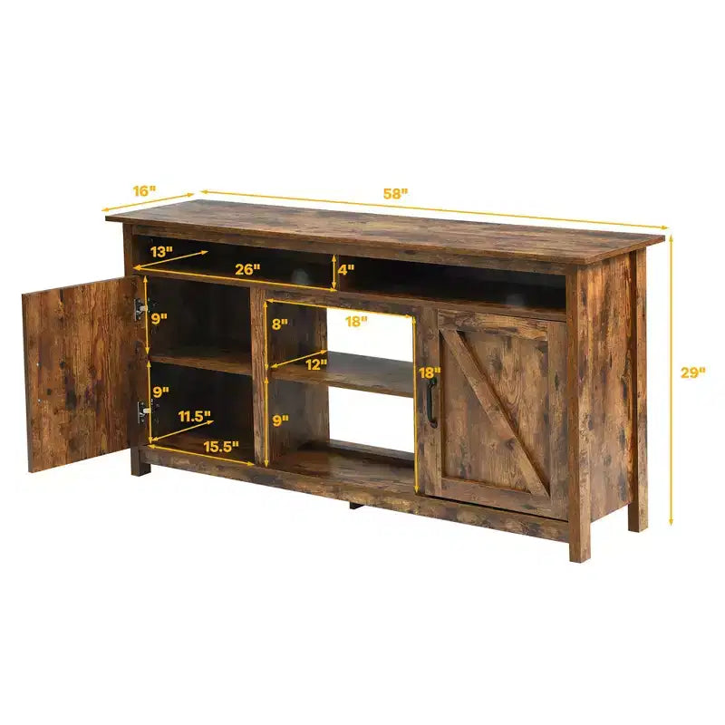 Costway 60''Industrial TV Stand Entertainment Console Center w/ Shelve & Cabinet