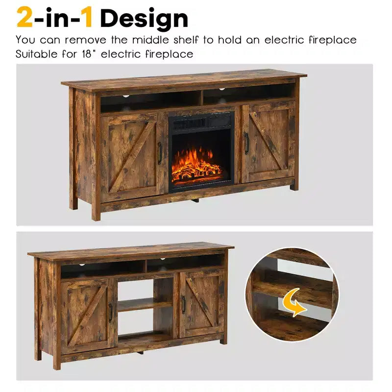 Costway 60''Industrial TV Stand Entertainment Console Center w/ Shelve & Cabinet