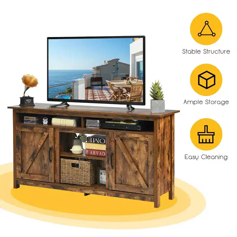 Costway 60''Industrial TV Stand Entertainment Console Center w/ Shelve & Cabinet