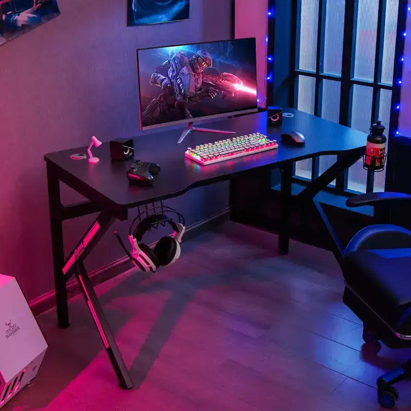 Costway 48'' K-shaped Gaming Desk Computer Table with Cup Holder & Headphone Hook