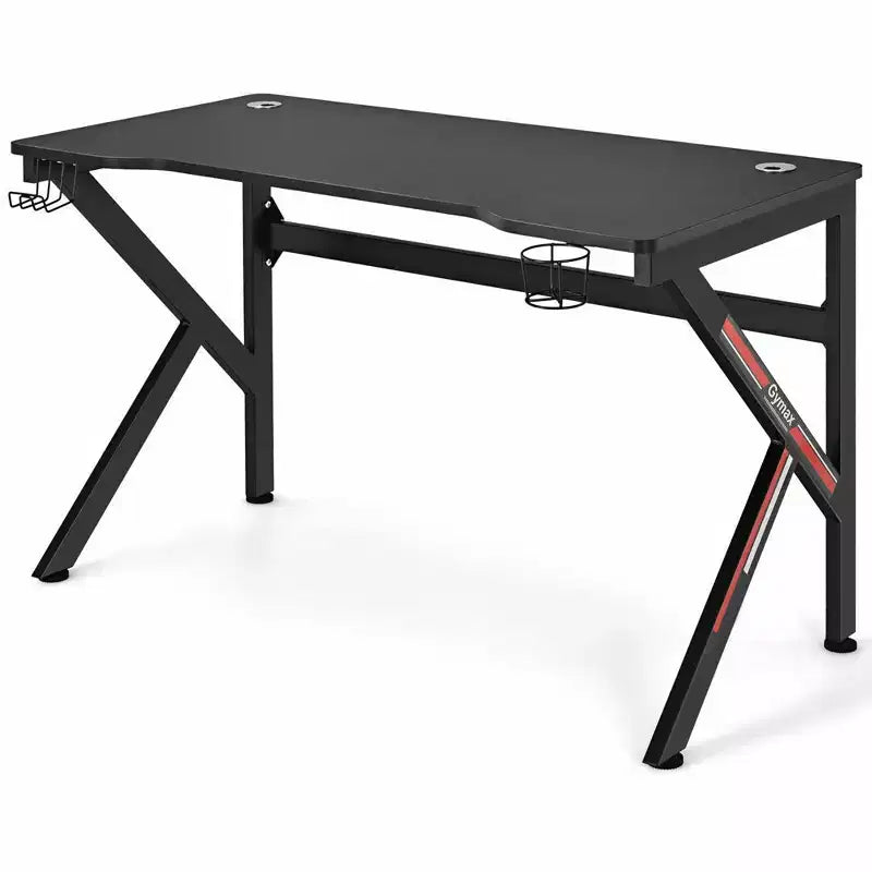 Costway 48'' K-shaped Gaming Desk Computer Table with Cup Holder & Headphone Hook