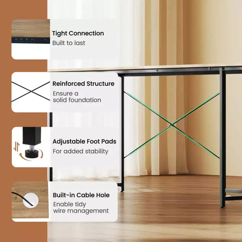 Costway L-Shaped Reversible Computer Desk 2-Person Long Table w/Monitor Stand