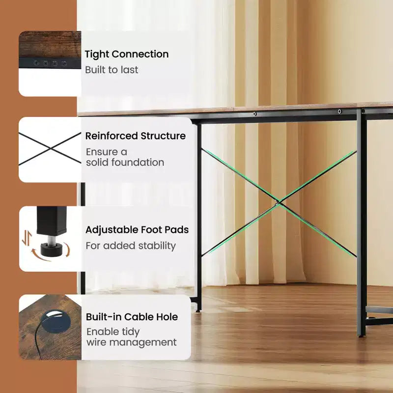 Costway L-Shaped Reversible Computer Desk 2-Person Long Table w/Monitor Stand