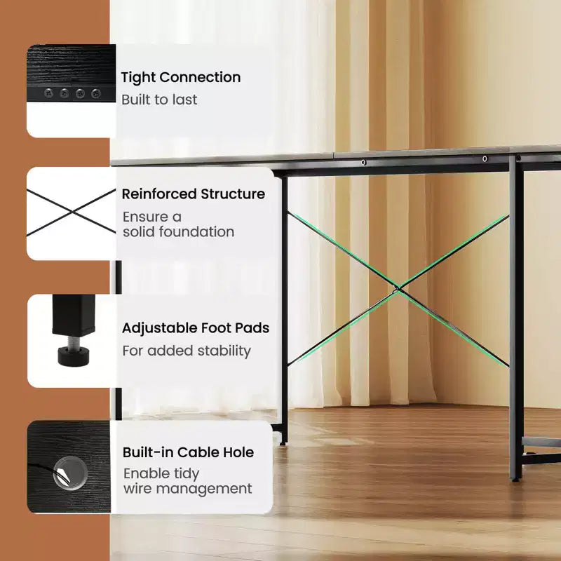 Costway L-Shaped Reversible Computer Desk 2-Person Long Table w/Monitor Stand
