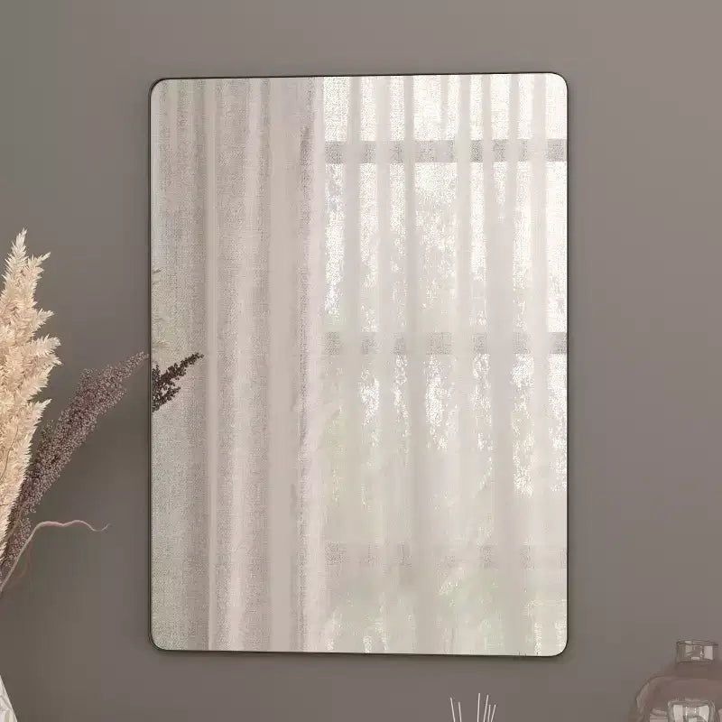 Merrick Lane Hanging Mirror Modern Metal Frame Bordered Wall Mount Mirror with Rounded Corners