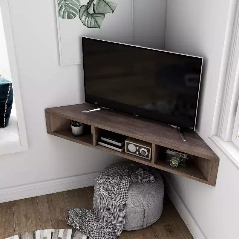 Tybo Open Shelves Corner Floating Console TV Stand for TVs up to 50 - HOMES: Inside + Out