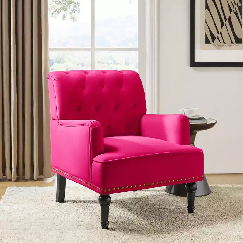 Bonifacio Contemporary Velvet button-tufted back Armchair with Nailhead Trim | Karat Home
