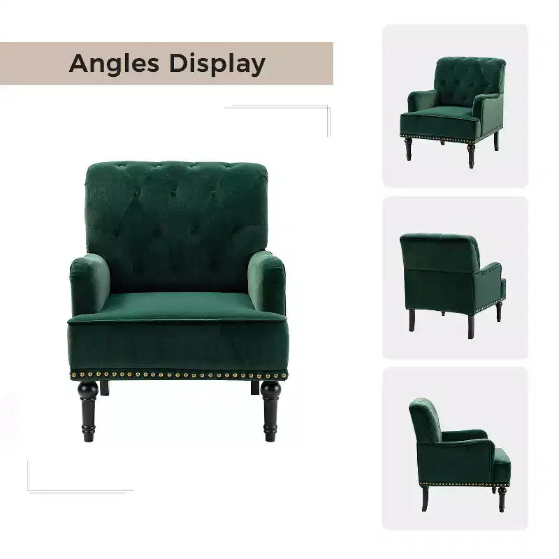 Bonifacio Contemporary Velvet button-tufted back Armchair with Nailhead Trim | Karat Home