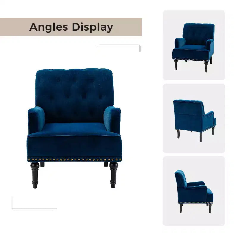 Bonifacio Contemporary Velvet button-tufted back Armchair with Nailhead Trim | Karat Home