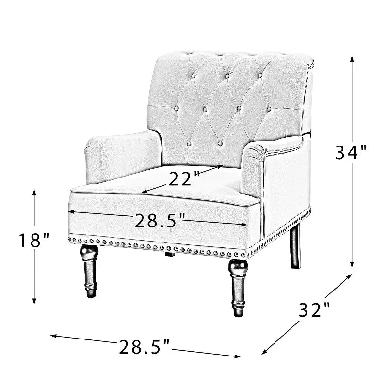 Bonifacio Contemporary Velvet button-tufted back Armchair with Nailhead Trim | Karat Home