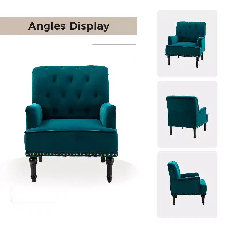 Bonifacio Contemporary Velvet button-tufted back Armchair with Nailhead Trim | Karat Home