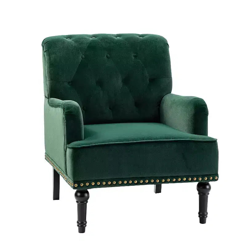 Bonifacio Contemporary Velvet button-tufted back Armchair with Nailhead Trim | Karat Home