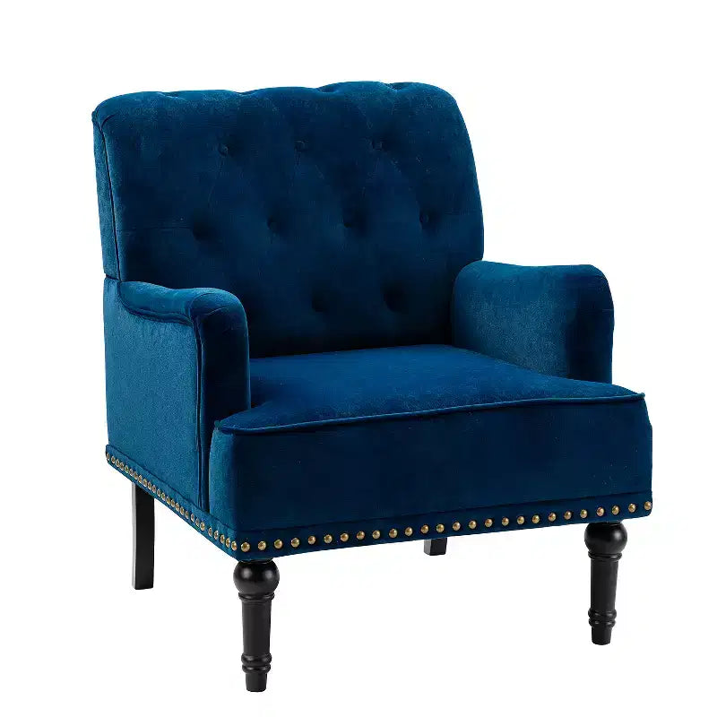Bonifacio Contemporary Velvet button-tufted back Armchair with Nailhead Trim | Karat Home
