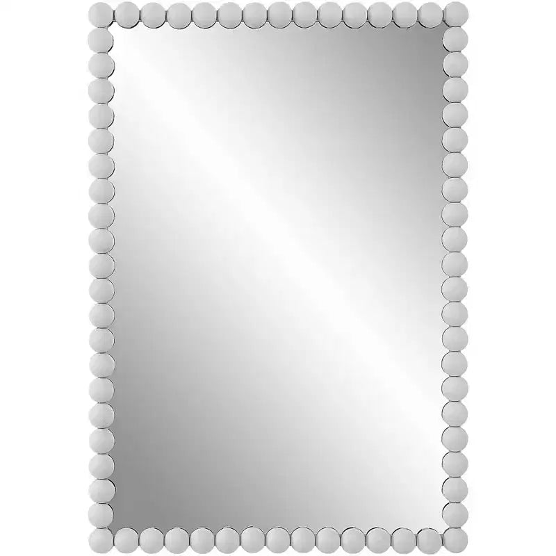 Uttermost Serna 30 x 20.5 Rectangular White Finish Dot Wall Mirror