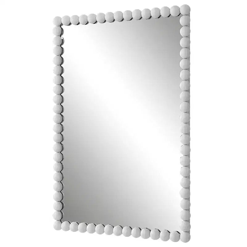 Uttermost Serna 30 x 20.5 Rectangular White Finish Dot Wall Mirror