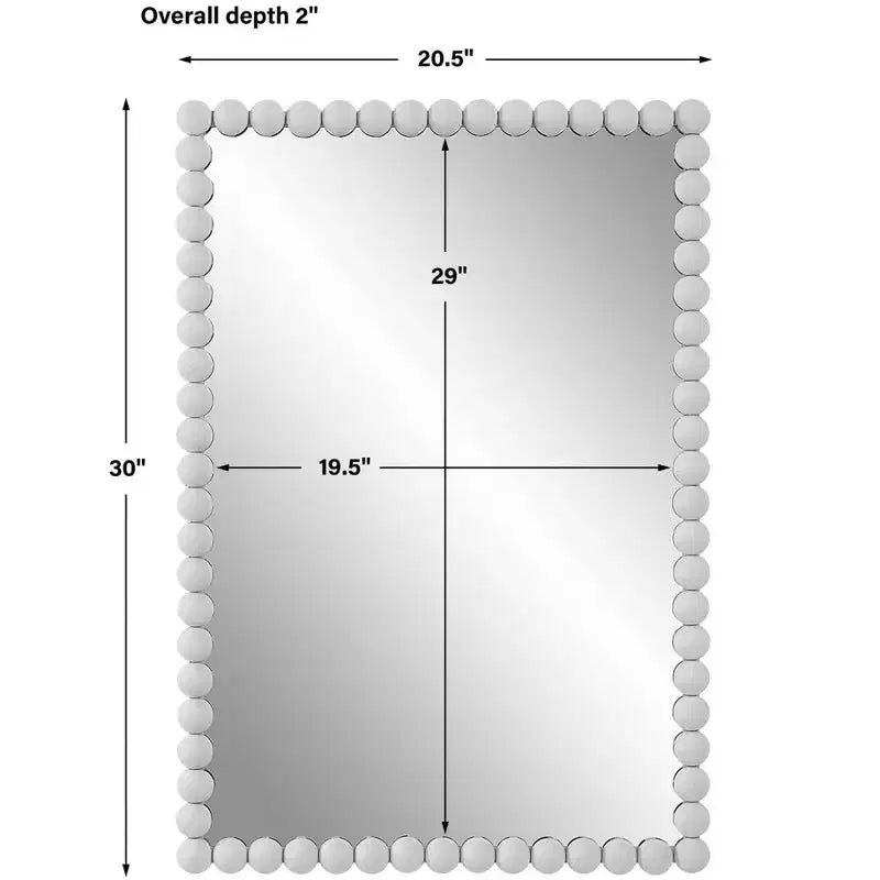 Uttermost Serna 30 x 20.5 Rectangular White Finish Dot Wall Mirror