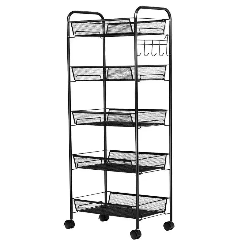 Costway 5 Tier Mesh Rolling File Utility Cart Storage Basket Home Office Kitchen Black