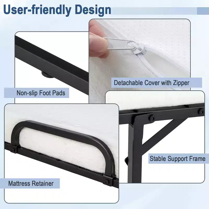 Costway Heavy Duty Foldable Bed Metal Guest Bed Daybed W/ 4 inch Mattress Memory Foam