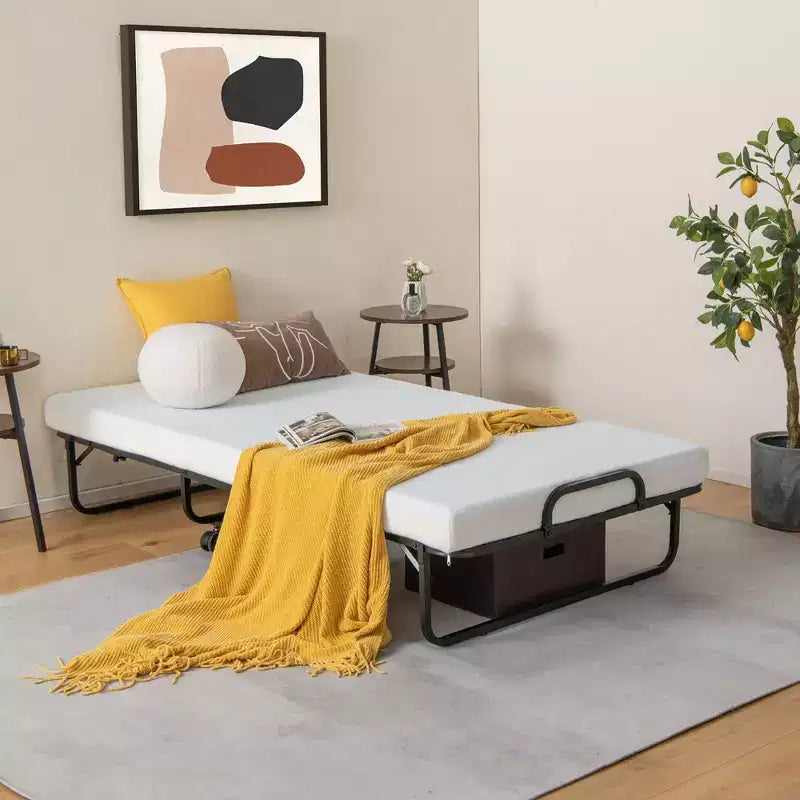 Costway Heavy Duty Foldable Bed Metal Guest Bed Daybed W/ 4 inch Mattress Memory Foam