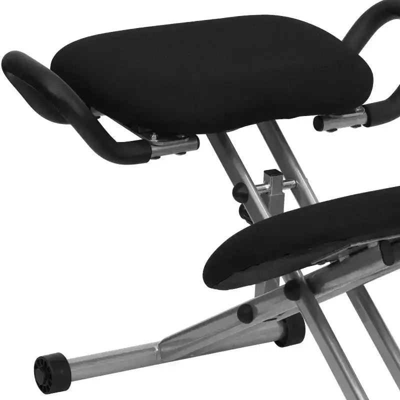 Emma and Oliver Ergonomic Kneeling Office Chair with Handles in Black Fabric
