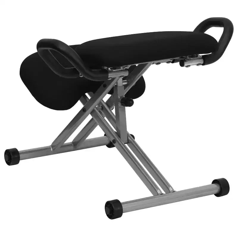 Emma and Oliver Ergonomic Kneeling Office Chair with Handles in Black Fabric