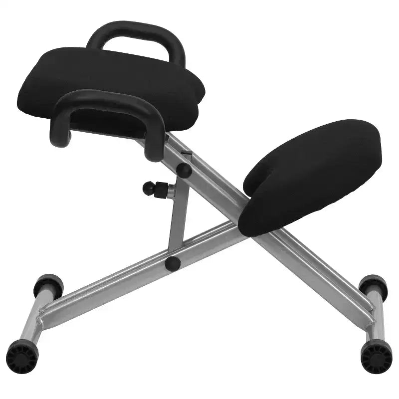 Emma and Oliver Ergonomic Kneeling Office Chair with Handles in Black Fabric