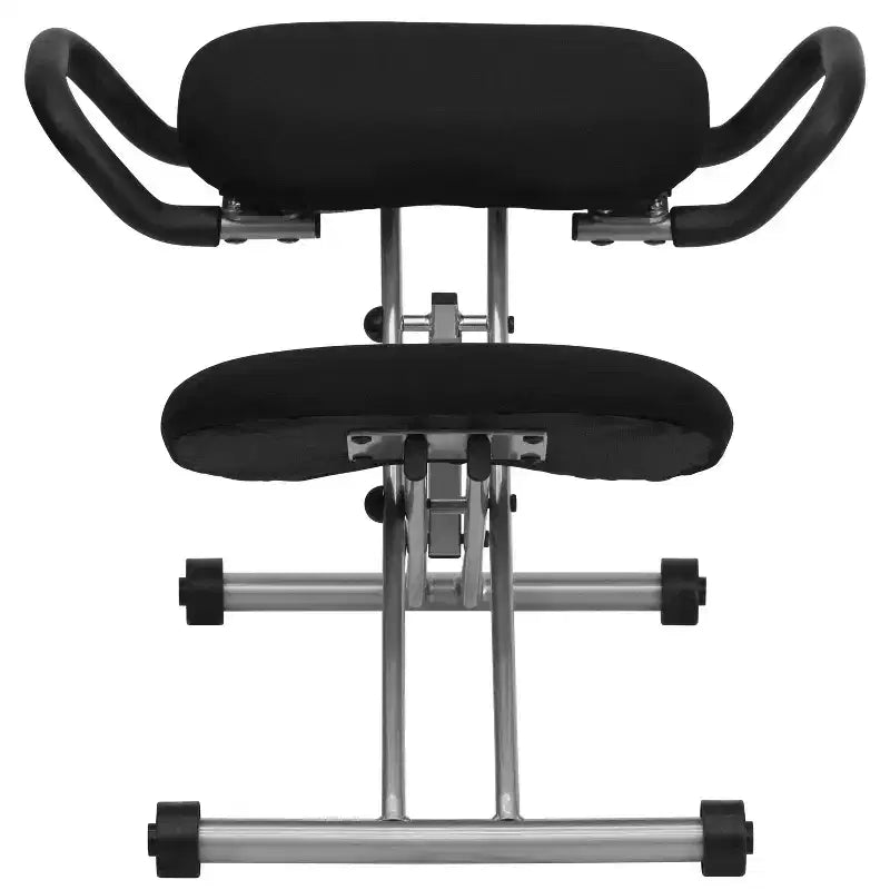 Emma and Oliver Ergonomic Kneeling Office Chair with Handles in Black Fabric