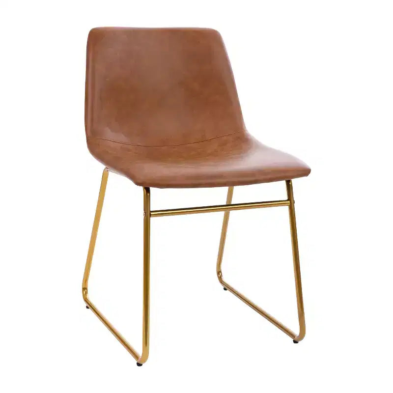 Flash Furniture 18 Inch Commercial Grade Dining Table Height Chair, Mid-Back Sled Base Dining Chair in LeatherSoft Upholstery, Set of 2