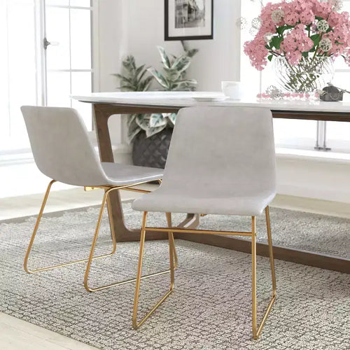 Flash Furniture 18 Inch Commercial Grade Dining Table Height Chair, Mid-Back Sled Base Dining Chair in LeatherSoft Upholstery, Set of 2