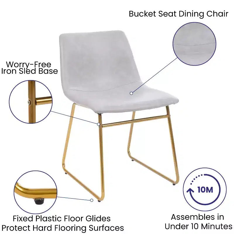Flash Furniture 18 Inch Commercial Grade Dining Table Height Chair, Mid-Back Sled Base Dining Chair in LeatherSoft Upholstery, Set of 2