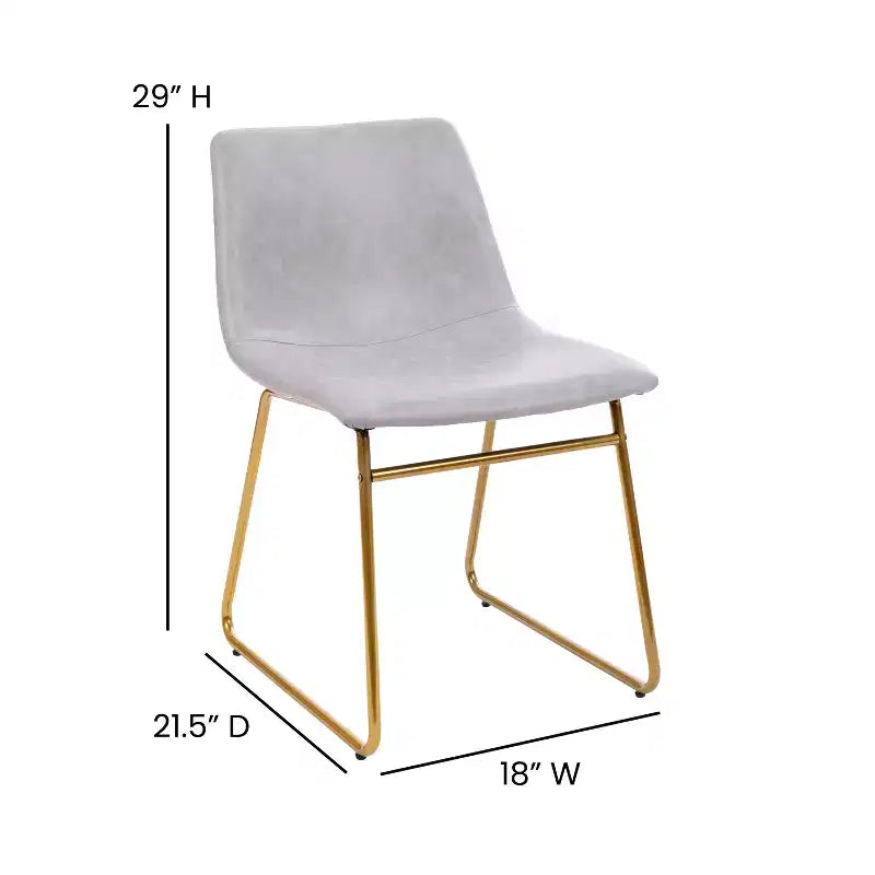 Flash Furniture 18 Inch Commercial Grade Dining Table Height Chair, Mid-Back Sled Base Dining Chair in LeatherSoft Upholstery, Set of 2