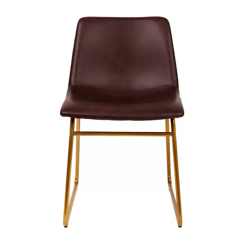 Flash Furniture 18 Inch Commercial Grade Dining Table Height Chair, Mid-Back Sled Base Dining Chair in LeatherSoft Upholstery, Set of 2