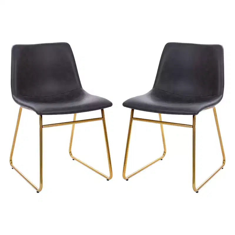 Flash Furniture 18 Inch Commercial Grade Dining Table Height Chair, Mid-Back Sled Base Dining Chair in LeatherSoft Upholstery, Set of 2