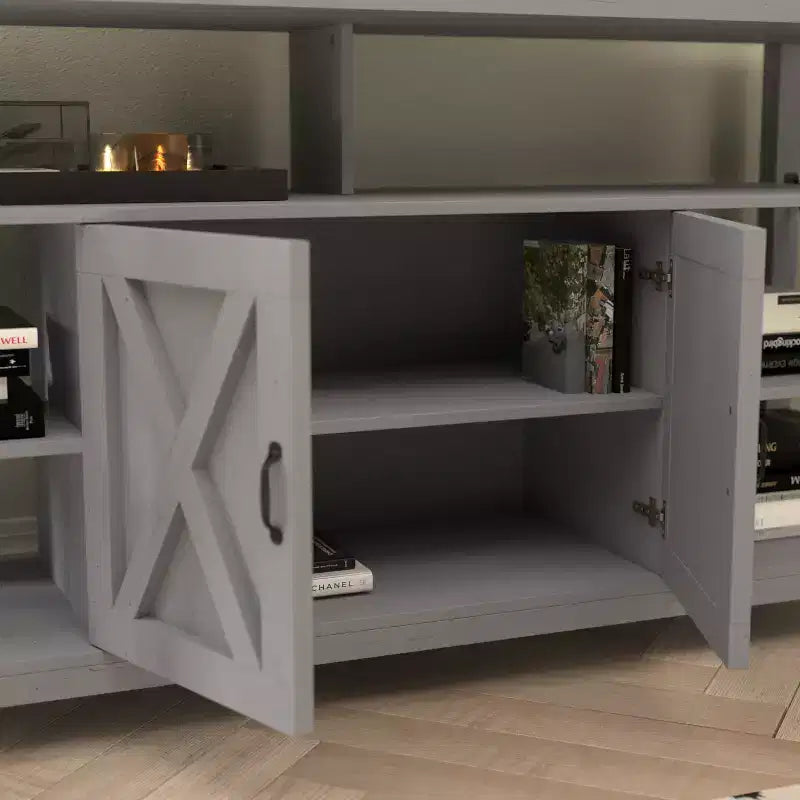 Flash Furniture Wyatt 60 Modern Farmhouse Tall TV Console Cabinet with Storage Cabinets and Shelves for TV's up to 60