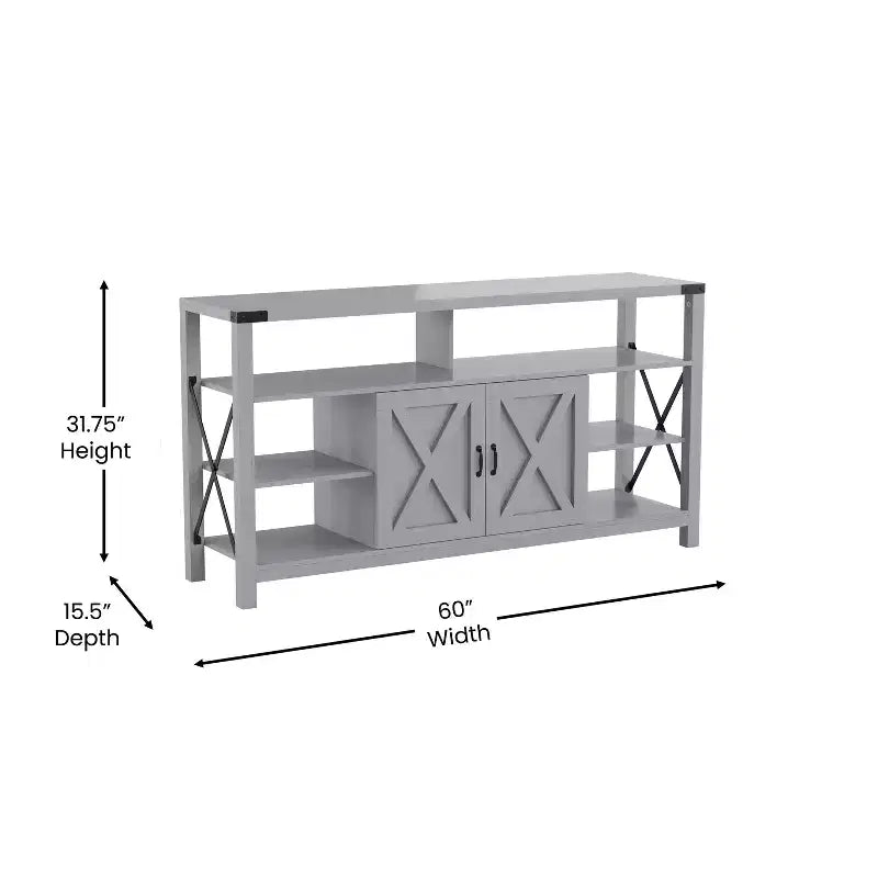 Flash Furniture Wyatt 60 Modern Farmhouse Tall TV Console Cabinet with Storage Cabinets and Shelves for TV's up to 60