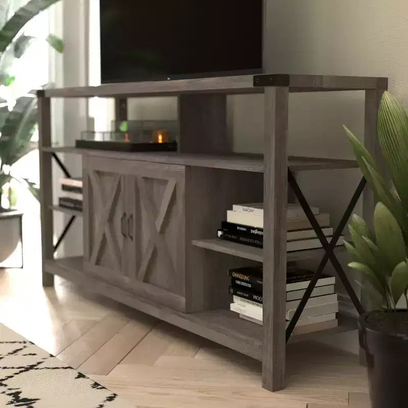 Flash Furniture Wyatt 60 Modern Farmhouse Tall TV Console Cabinet with Storage Cabinets and Shelves for TV's up to 60