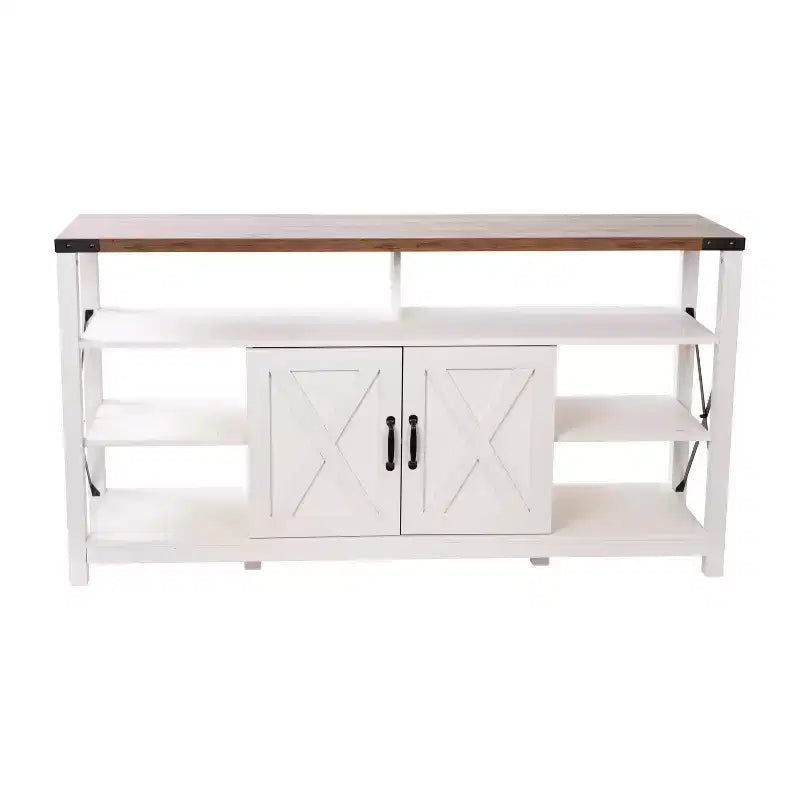 Flash Furniture Wyatt 60 Modern Farmhouse Tall TV Console Cabinet with Storage Cabinets and Shelves for TV's up to 60