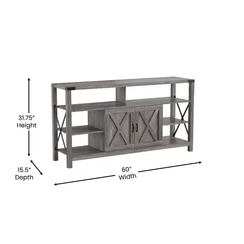 Flash Furniture Wyatt 60 Modern Farmhouse Tall TV Console Cabinet with Storage Cabinets and Shelves for TV's up to 60