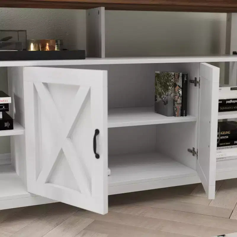Flash Furniture Wyatt 60 Modern Farmhouse Tall TV Console Cabinet with Storage Cabinets and Shelves for TV's up to 60