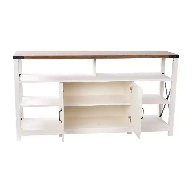 Flash Furniture Wyatt 60 Modern Farmhouse Tall TV Console Cabinet with Storage Cabinets and Shelves for TV's up to 60