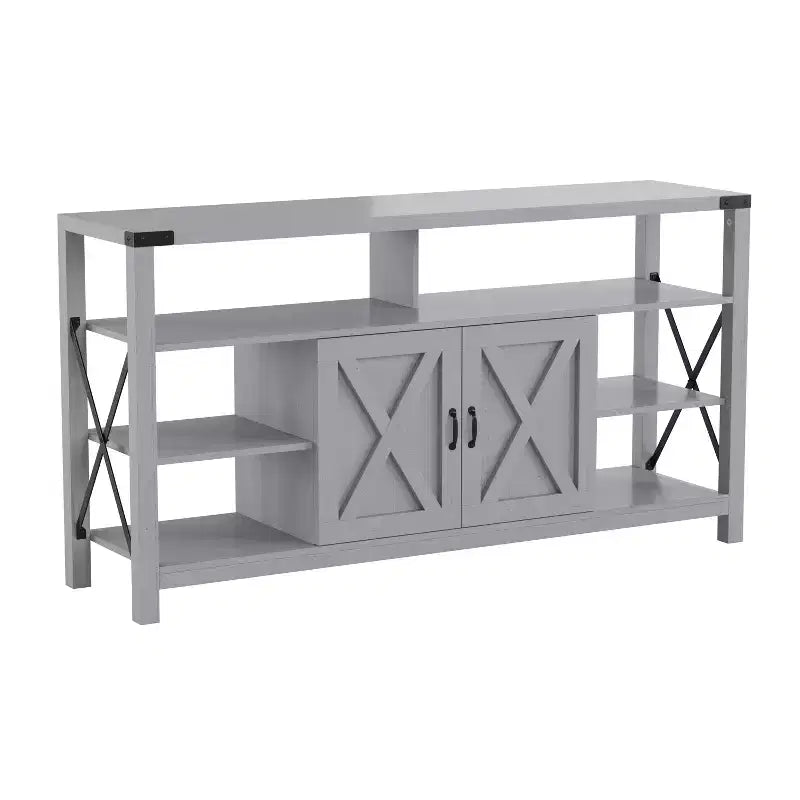 Flash Furniture Wyatt 60 Modern Farmhouse Tall TV Console Cabinet with Storage Cabinets and Shelves for TV's up to 60