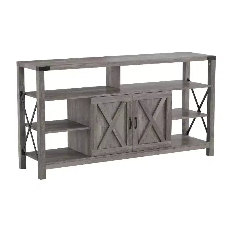 Flash Furniture Wyatt 60 Modern Farmhouse Tall TV Console Cabinet with Storage Cabinets and Shelves for TV's up to 60
