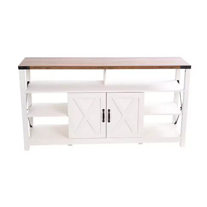 Flash Furniture Wyatt 60 Modern Farmhouse Tall TV Console Cabinet with Storage Cabinets and Shelves for TV's up to 60