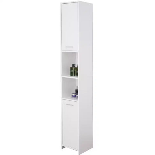 Modern White Standing Bathroom Tall Linen Tower Storage Cabinet