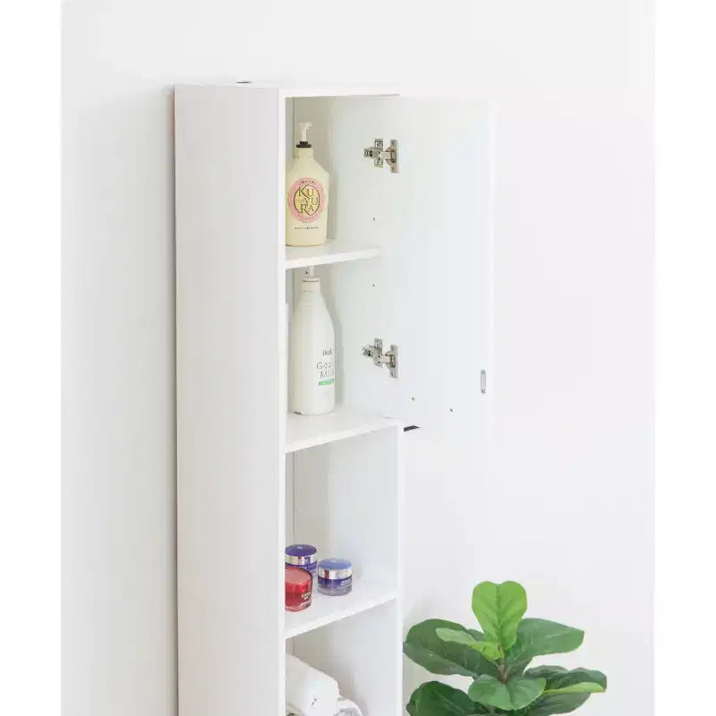 Modern White Standing Bathroom Tall Linen Tower Storage Cabinet
